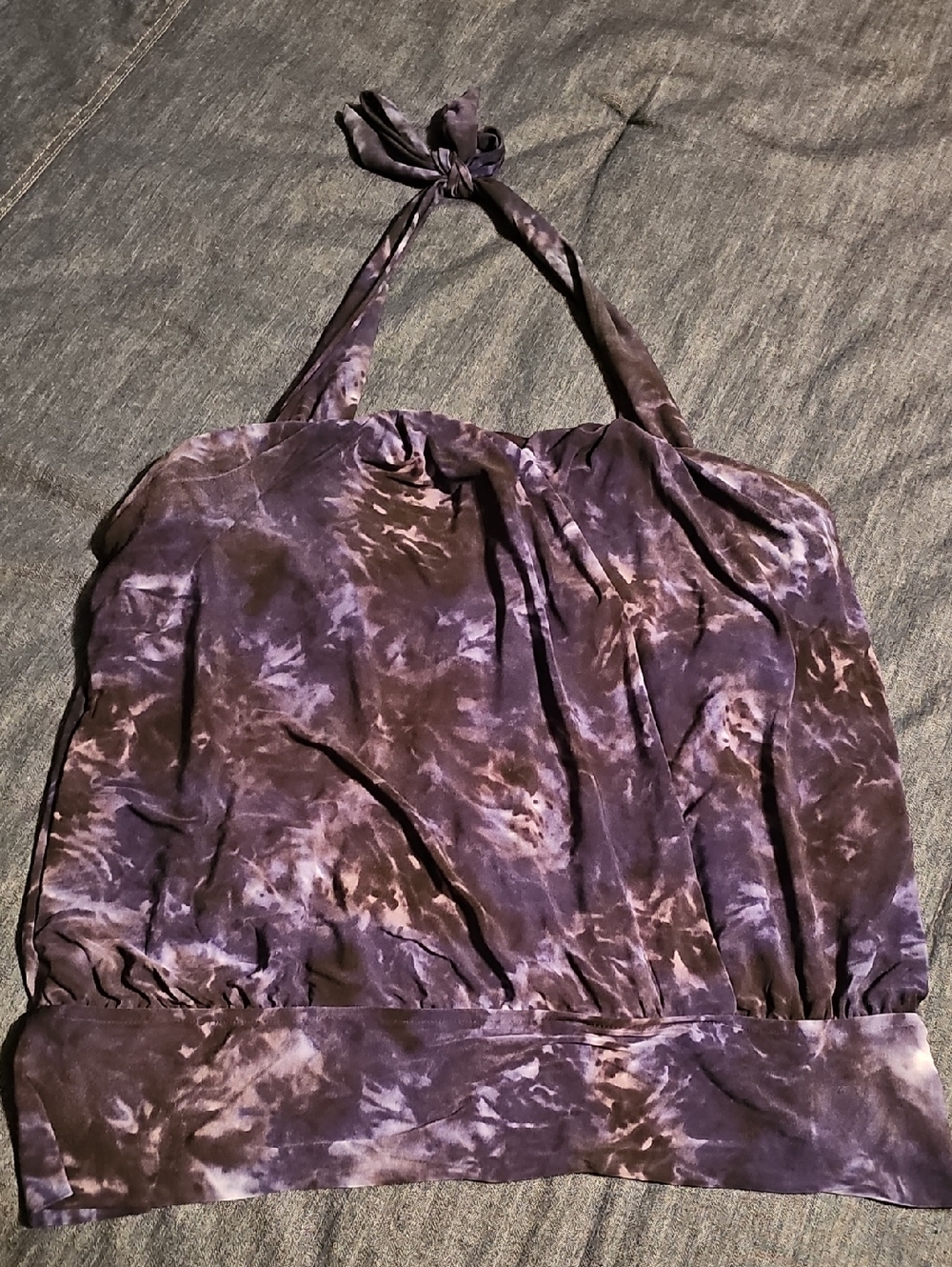 Magicsuit Dark Blues Colored Tie-Dye Halter Swim Top